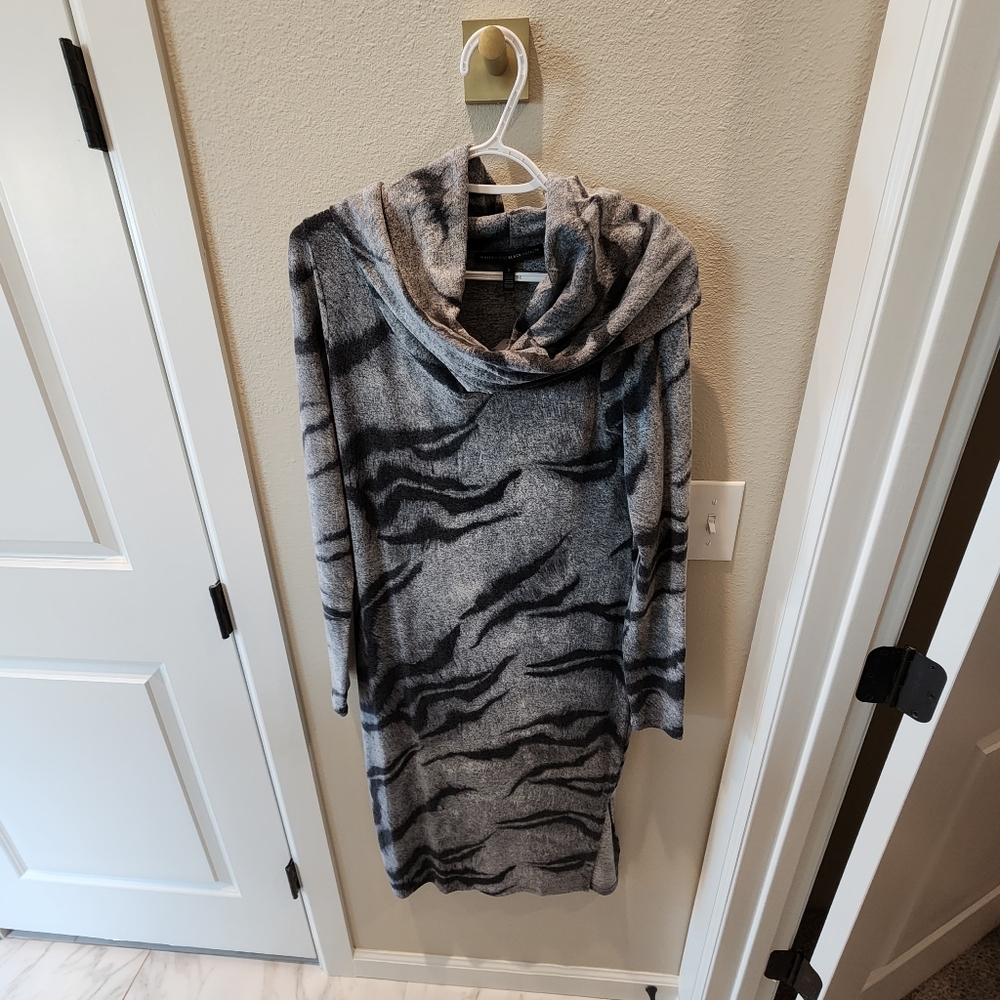 Cowl neck long sleeve sweater dress